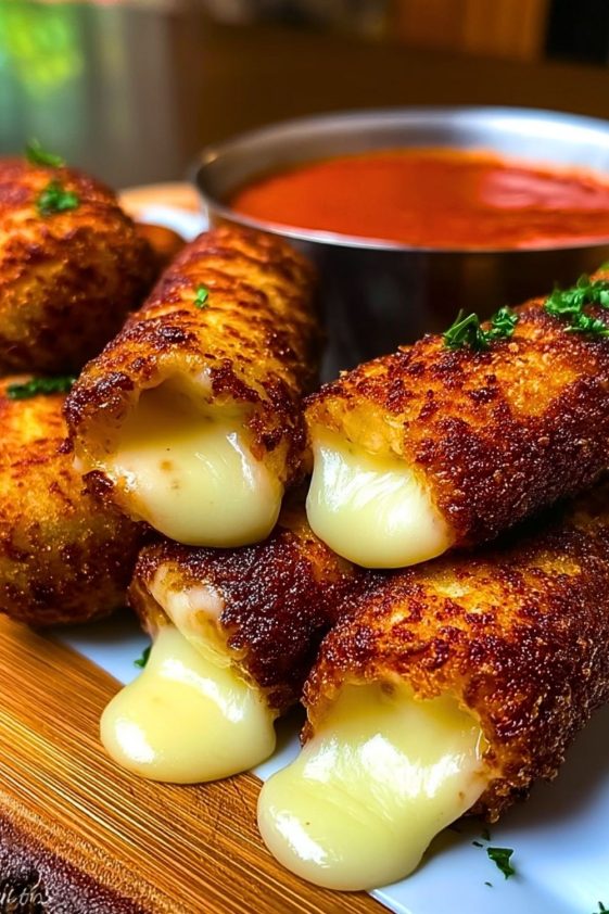 Nashville Hot Beef Wrapped Mozzarella Sticks - Cook Craze